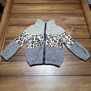Sherpa / Animal Print Kids Full Zip Warm Coat - Size XS